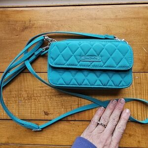 Vera Bradley RFID All in One Crossbody Bag Quilted Teal
